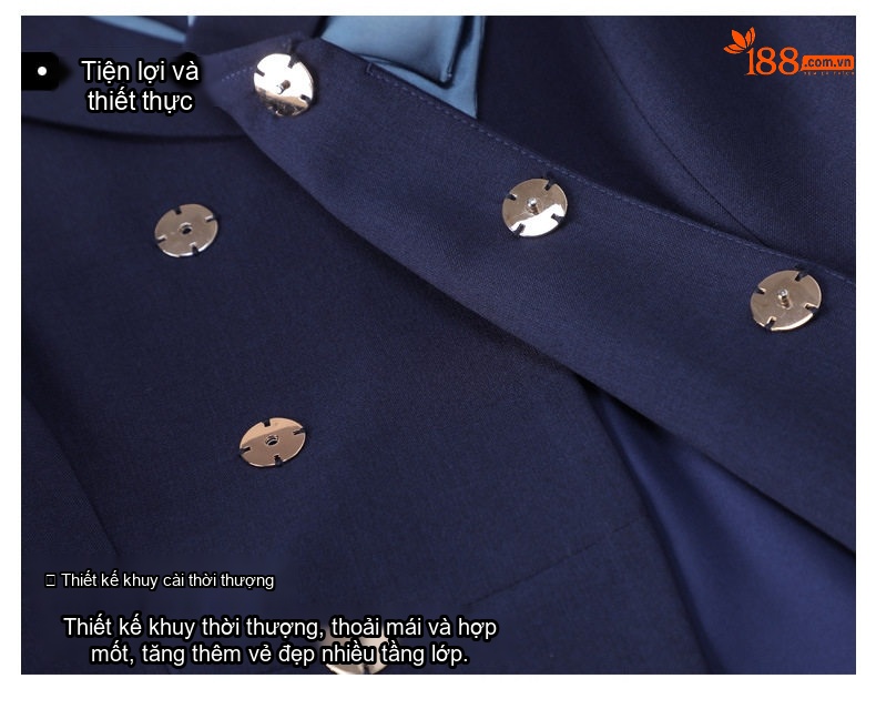 Set Bộ Vest Công Sở Nữ Tay Ngắn Thiết Kế Thanh Lịch Màu Đen, Xanh Navy chi tiết 14