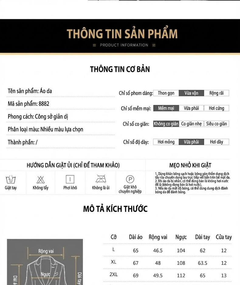 Áo Khoác Da Nam Cổ Trụ Phong Cách Moto Biker Da Bóng Màu Đen, Nâu, Xanh Rêu chi tiết 19