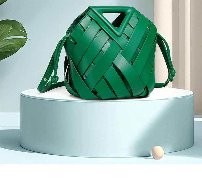 Túi Xách Tay Nữ Sức Chứa Lớn Quai Tam Giác Bện Dạng Lưới Dự Tiệc Màu Pastel, Đen, Đỏ Rượu Vang, Vàng chi tiết 2
