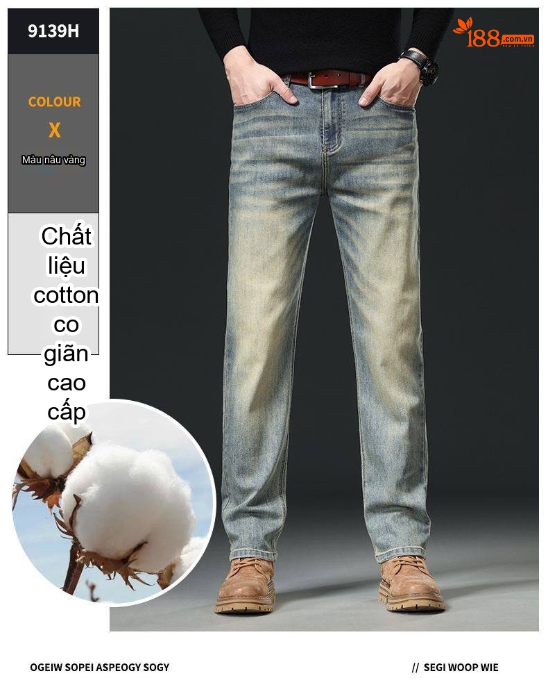 Quần Jean Nam Ống Đứng Dáng Rộng Co Giãn Thoải Mái Phong Cách Trung Niên Màu Xanh Dương, Xám chi tiết 30