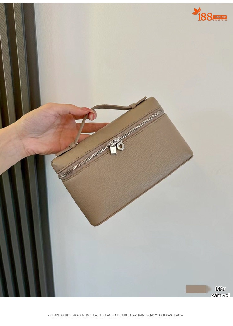 Túi Hộp Đựng Cơm Da Bò LP19, Túi Xách Tay, Túi Đeo Chéo Mini Đựng Điện Thoại Màu Trắng, Đen, Nâu chi tiết 13