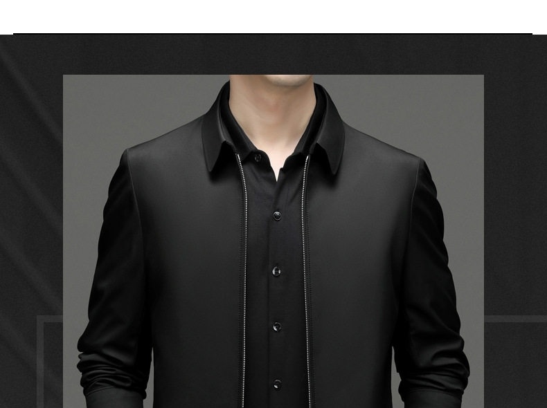 Áo Khoác Bomber Nam Cổ Bẻ Màu Xám, Nâu, Xanh Navy, Đen chi tiết 1
