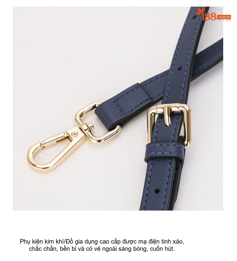Túi Xách Tay Nữ Da Thật Quai Xách và Đeo Chéo Sức Chứa Lớn Màu Trắng Kem, Xanh Navy chi tiết 17
