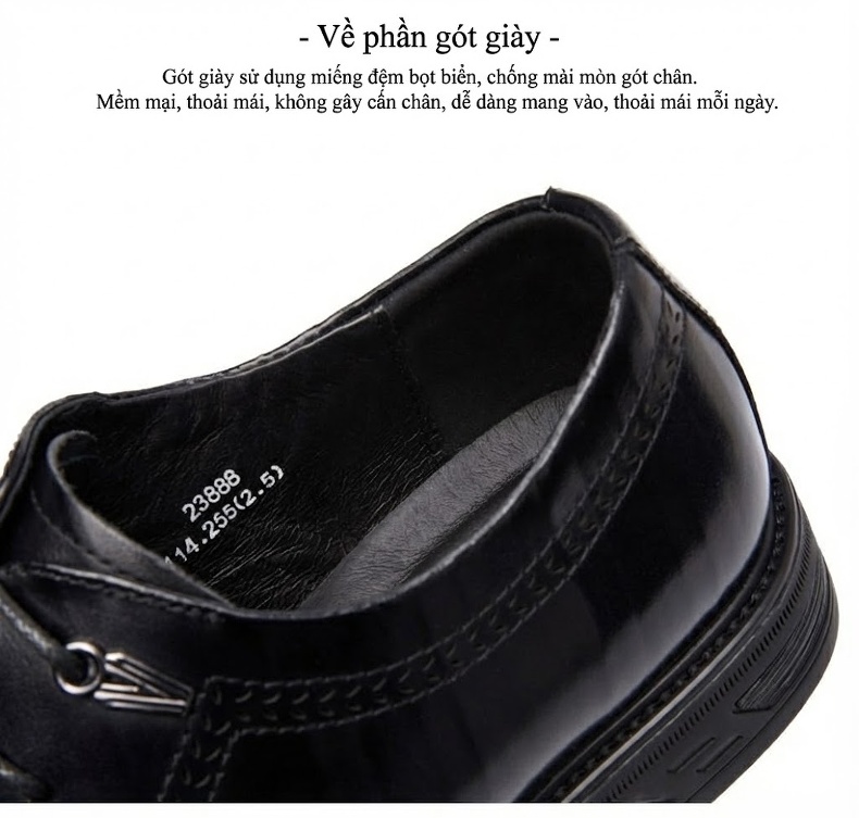 Giày Tây Brogue Nam Da Bóng Chiều Cao Đế Khoảng 3cm Màu Đen, Nâu chi tiết 5