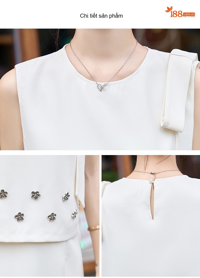 Set Bộ Áo Không Tay Và Chân Váy Ngắn Phong Cách Tiểu Thư Thanh Lịch Màu Trắng, Đen chi tiết 24