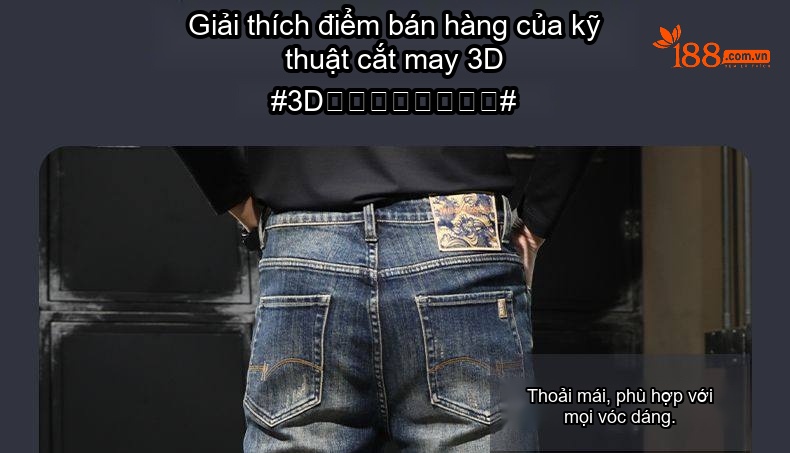 Quần Jean Nam Ống Đứng Dáng Ôm Vừa Vặn Thoải Mái Màu Xanh Dương chi tiết 21