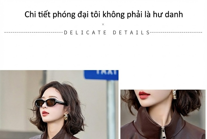 Áo Khoác Da Ngắn Tay Lỡ Dáng Bomber Phong Cách Hàn Quốc Màu Nâu, Đen chi tiết 9