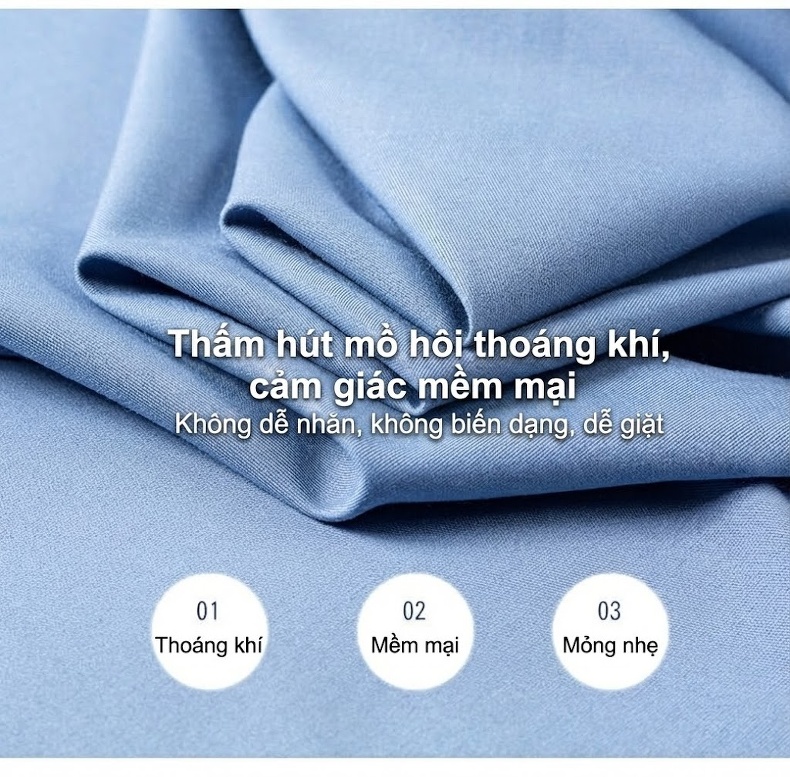 Áo Sơ Mi Dài Tay Nam Thoáng Khí Mùa Hè Cotton Lụa Gân Màu Trắng, Hồng, Xám Xanh, Xanh Dương...