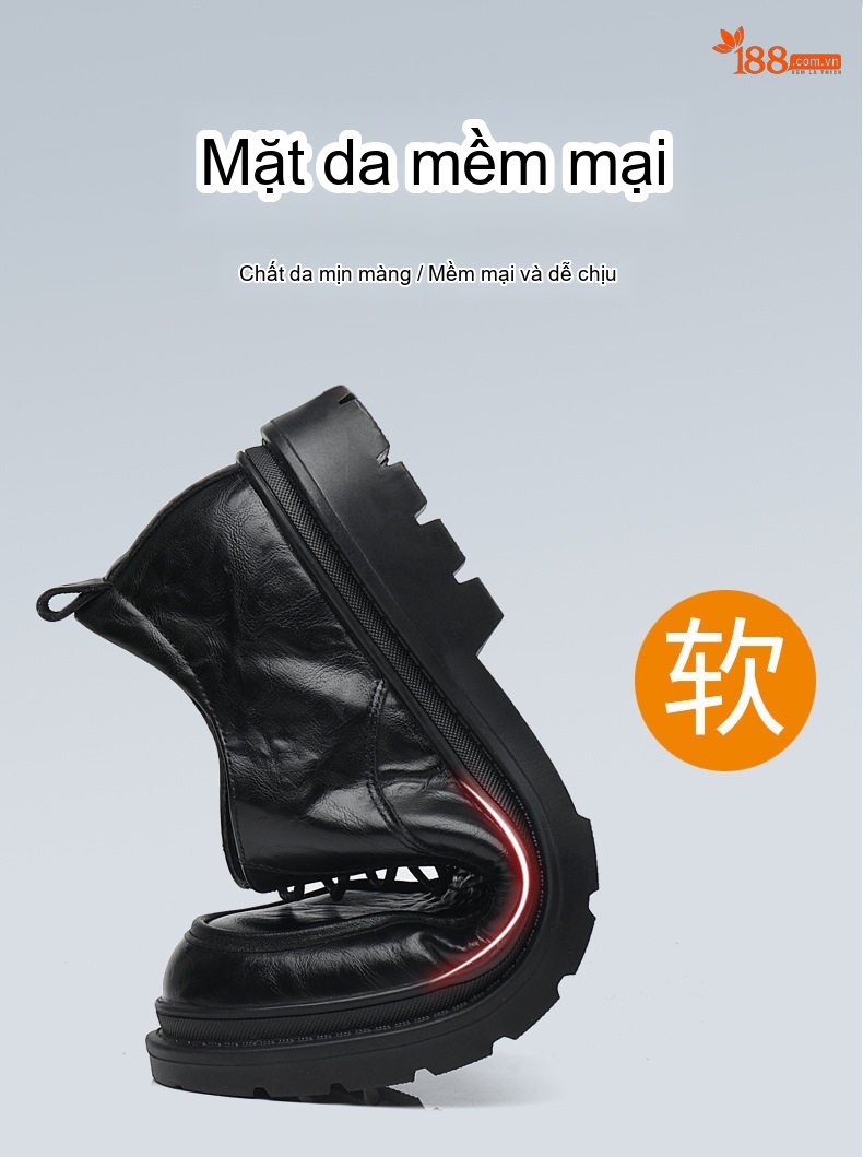 Giày Tây Buộc Dây Nam Da Bóng Đế Dày Chiều Cao Đế Khoảng 5cm Màu Đen, Nâu chi tiết 6