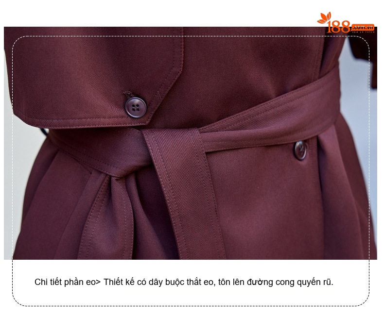 Áo Khoác Gió Dáng Dài Phong Cách Thời Trang Thanh Lịch Màu Nâu Đỏ, Xanh Olive chi tiết 9