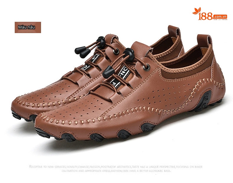 Giày Lười Nam Da Bóng Thoáng Khí Chiều Cao Đế Khoảng 2cm Màu Nâu, Trắng, Xanh Navy, Đen... chi tiết 41