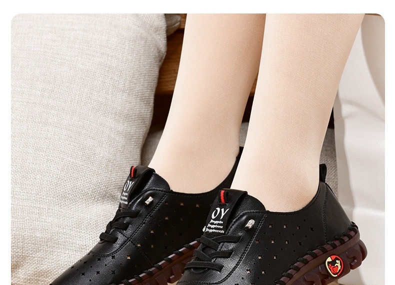 Giày Lười Mùa Hè Nữ Da Mềm Đục Lỗ Thoáng Khí Chiều Cao Đế Khoảng 3cm Màu Trắng, Đỏ, Đen, Nâu chi tiết 20