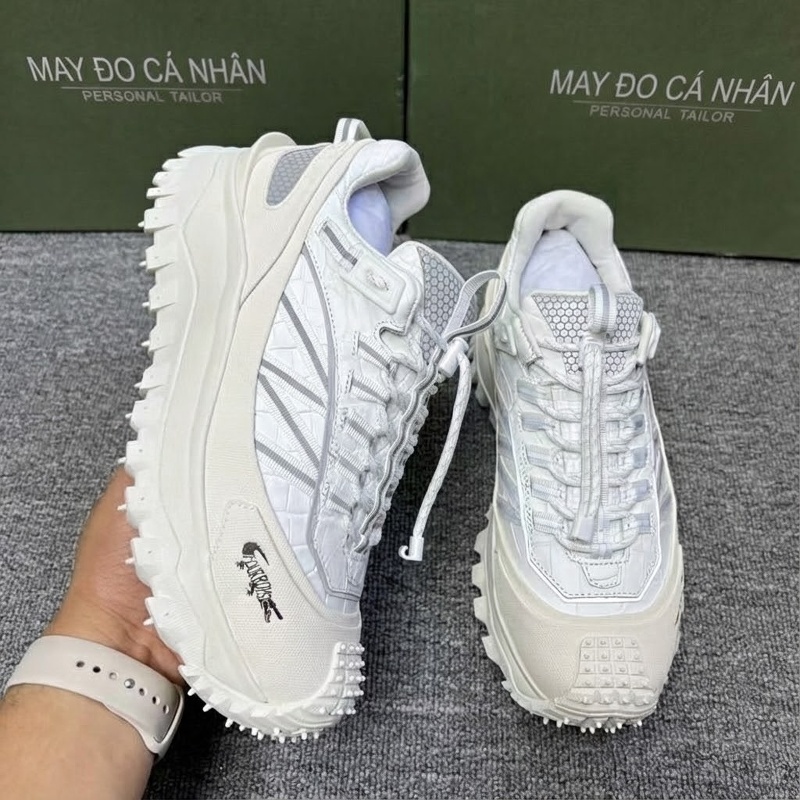 Giày Thể Thao Buộc Dây Nam Da Bụng Cá Sấu Chiều Cao Đế Khoảng 4cm Màu Trắng, Xanh Lam, Đỏ chi tiết 9
