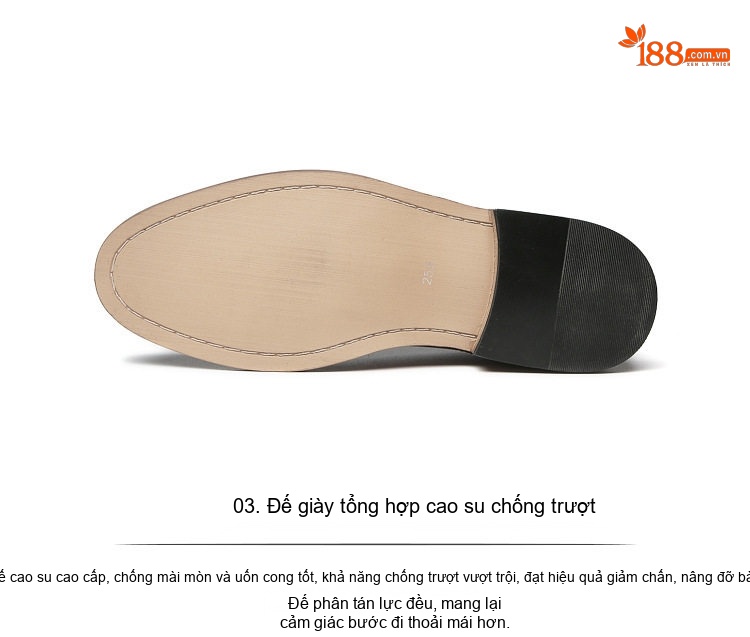 Giày Tây Oxford Nam Da Bóng Công Sở Chiều Cao Đế Khoảng 3cm Màu Nâu, Đen chi tiết 7