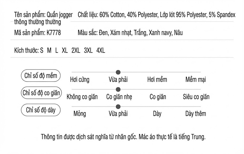 Quần Jogger Nam Dáng Dài Bo Ống Rộng Thoải Mái Màu Xám, Trắng Sọc, Đen, Xanh Navy chi tiết 10