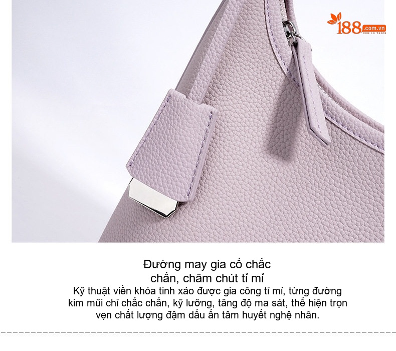 Túi Đeo Vai/Đeo Chéo Nữ Da Thật Thiết Kế Tối Giản Màu Tím Lavender, Xám Taupe, Xanh Navy... chi tiết 13