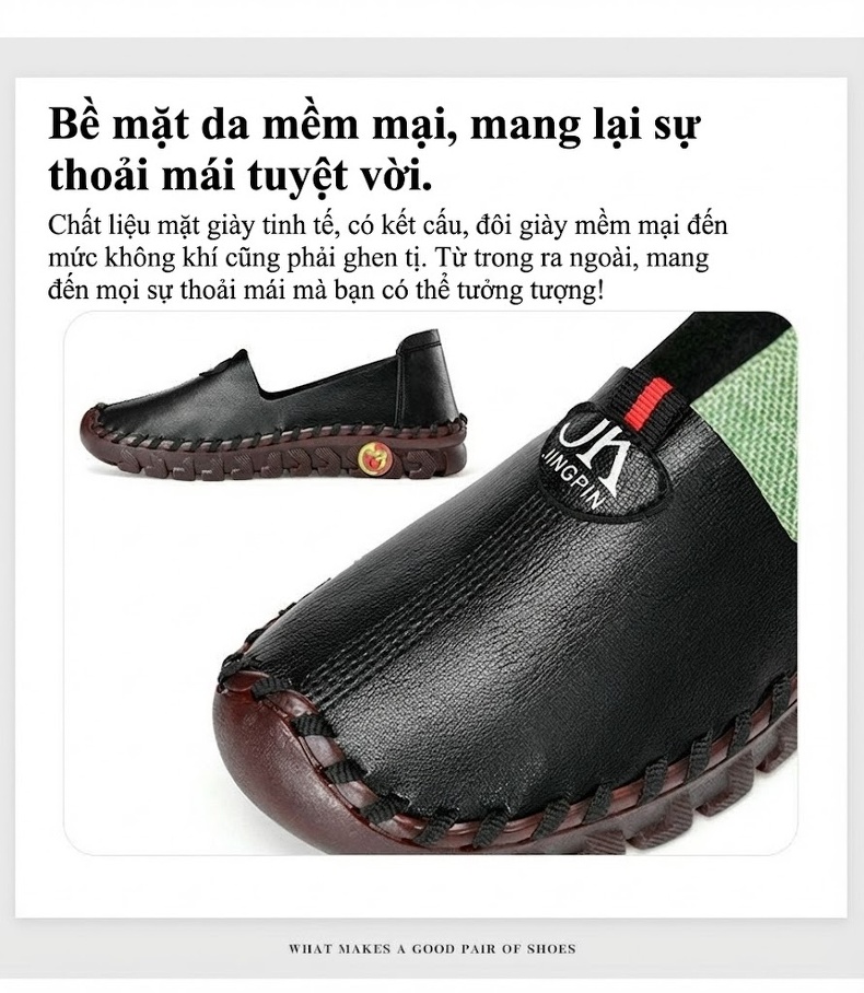 Giày Búp Bê Đế Bệt Da Bóng Mềm Mại Chiều Cao Đế Khoảng 1cm Màu Kem, Nâu, Đen, Đỏ... chi tiết 8