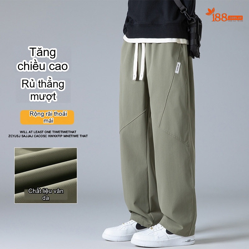Quần dài ống rộng nam lưng thun dáng thể thao thoải mái