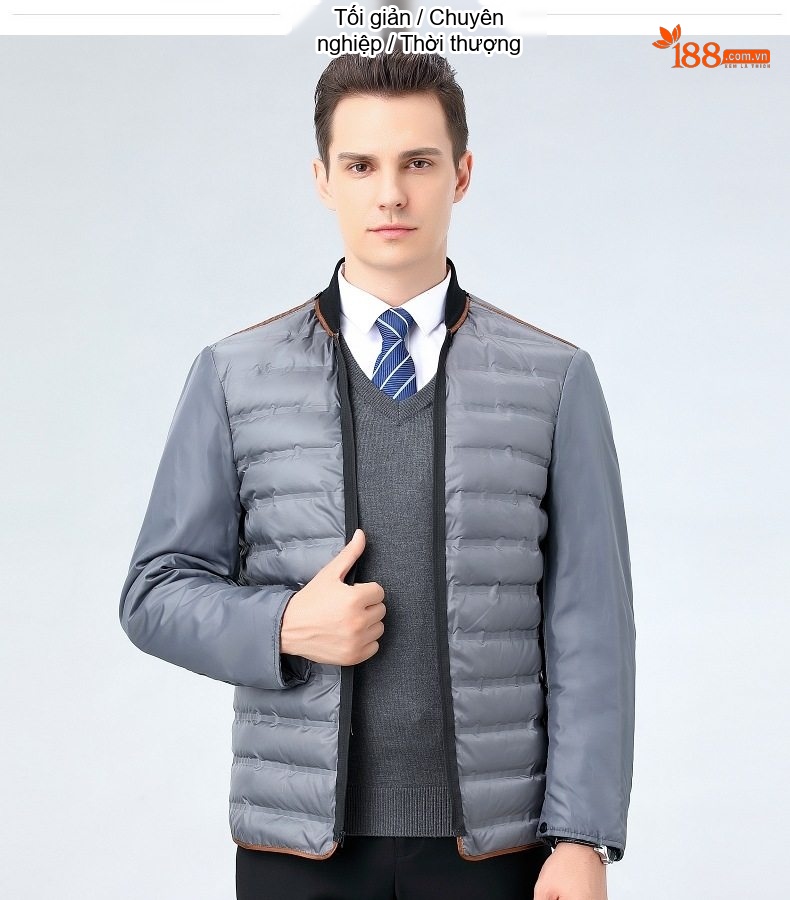 Áo Khoác Dạ Nam Lông Cừu Áo Khoác Lót Lông Vũ Ấm Áp Màu Xám, Xanh Navy chi tiết 15