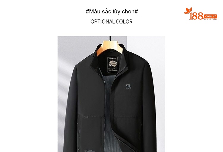 Áo Khoác Nam Dáng Công Sở Cổ Trụ Mỏng Nhẹ Màu Be, Đen chi tiết 10