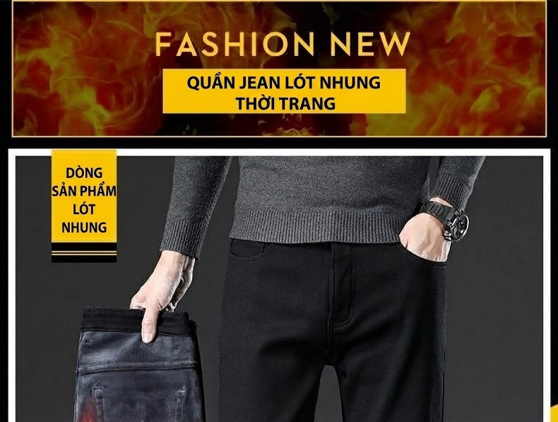 Quần Jean Nam Ống Đứng Lót Lông Dày Dặn Dáng Rộng Phong Cách Lịch Sự Màu Xanh, Đen chi tiết 33