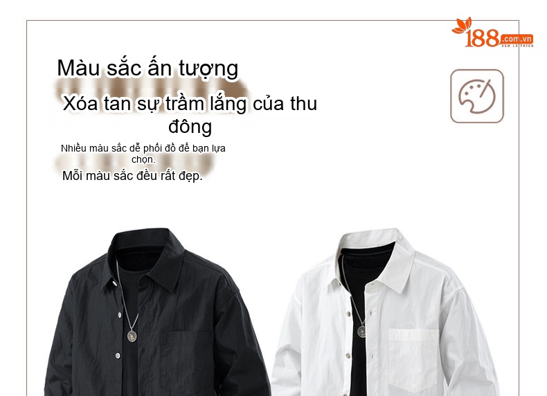 Áo Sơ Mi Nam Dáng Rộng Phong Cách Hàn Quốc Tay Dài Màu Xám, Trắng, Xanh Olive, Đen chi tiết 6