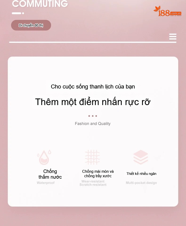 Balo Nữ Đa Năng Chống Nước Sức Chứa Lớn Đi Làm Du Lịch Màu Đen, Kem, Hồng, Nâu... chi tiết 4