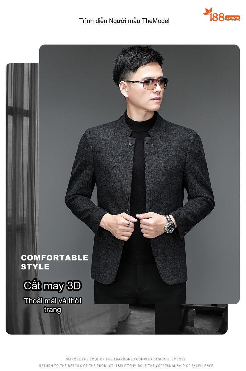 Áo Vest Nam Cổ Tàu Dáng Ôm Vừa Vặn Co Giãn Màu Xám chi tiết 28