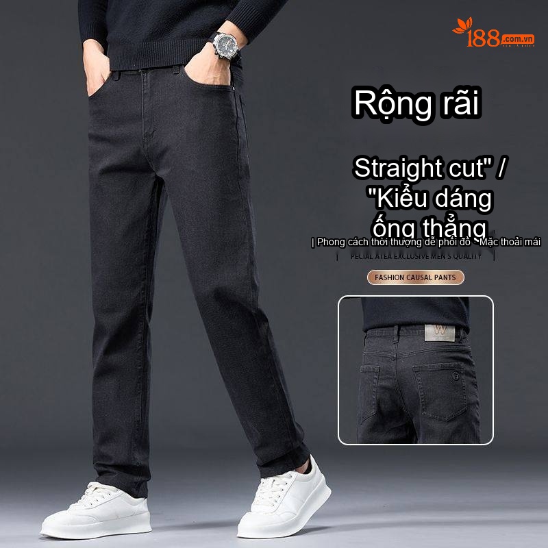 Quần Dài Nam Cotton Thun Co Giãn Dáng Suông Rộng Phong Cách Công Sở Màu Đen, Xám, Nâu, Xanh