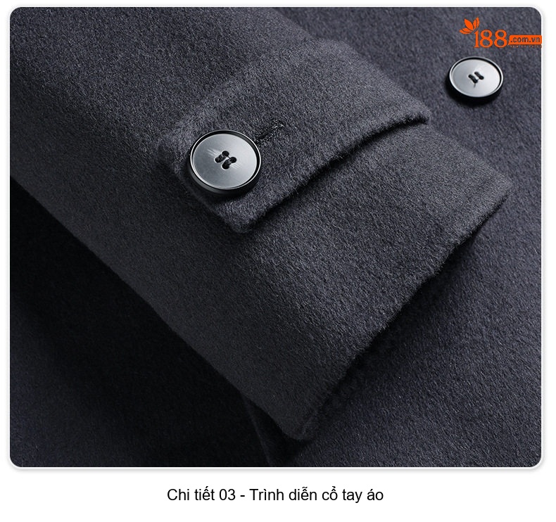 Áo Khoác Dạ Nam Dáng Dài Tay Raglan Hai Hàng Khuy Màu Nâu, Xám Đậm, Đen chi tiết 22