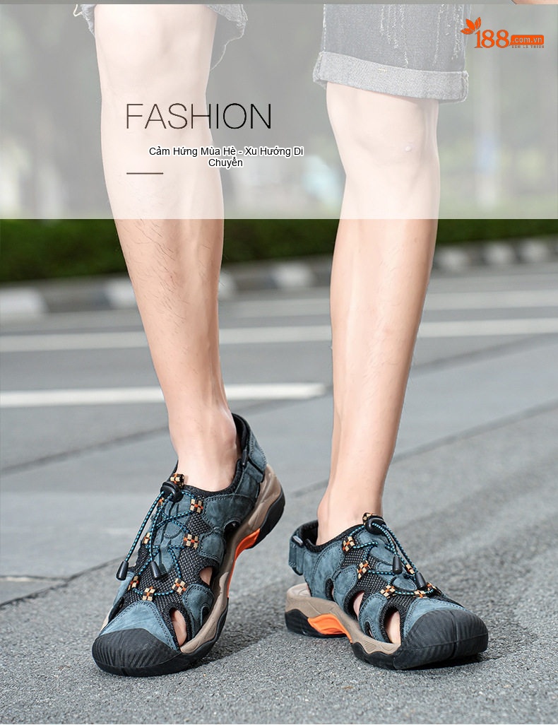 Sandal Da Bò Nam Quai Hậu Outdoor Đế Cao 3cm chi tiết 7