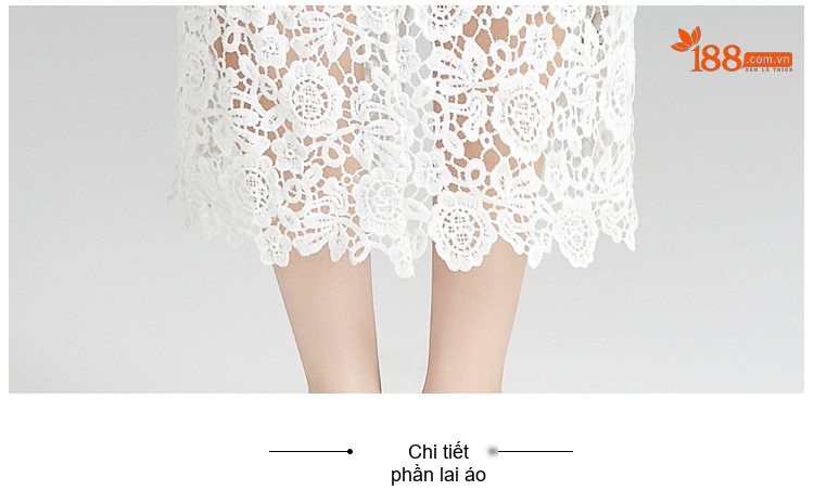 Váy Ôm Body Nữ Cổ chữ Vuông Ren Hoa Nổi Xẻ Tà Tôn Dáng Màu Trắng chi tiết 12