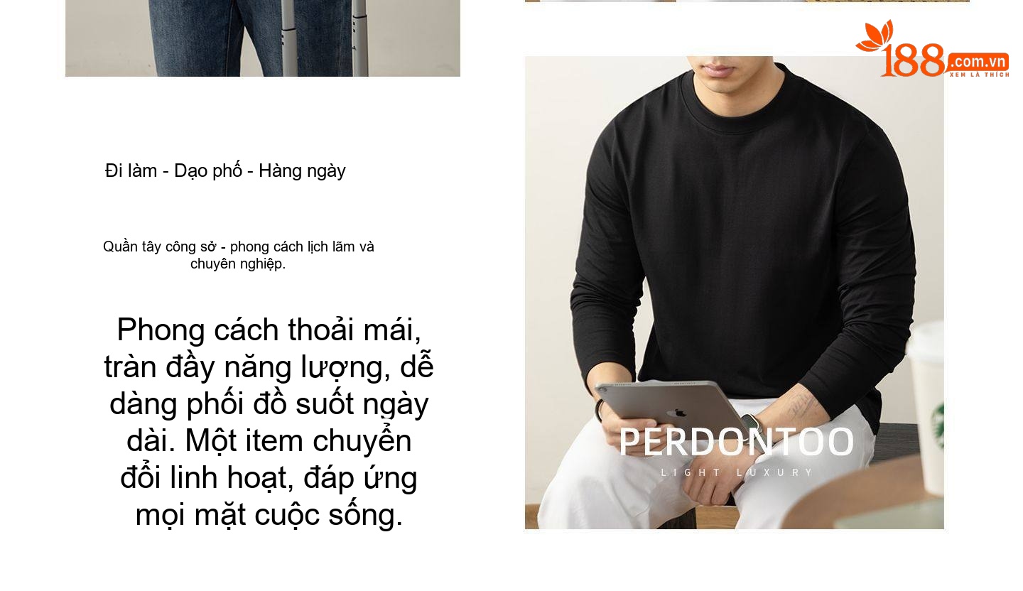 Áo Thun Tay Dài Nam Cotton 270g Cổ Tròn Dáng Rộng Màu Trắng, Nâu, Xám, Đen