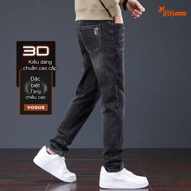 Quần Jean Nam Ống Đứng Slim Fit Co Giãn Thoải Mái Phong Cách Business Casual Màu Xám Đen