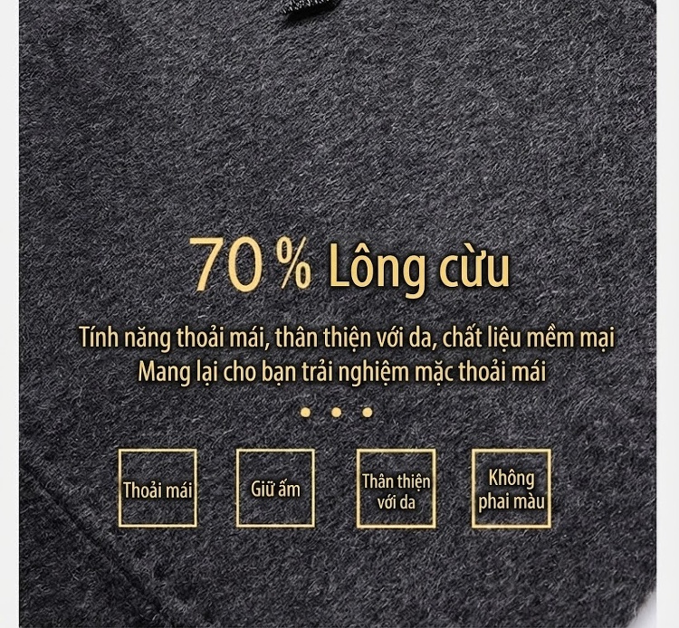 Áo Khoác Dạ Nam Hai Mặt Có Mũ Trùm Đầu Phong Cách Thời Trang Màu Đen, Xám, Nâu, Xanh Olive chi tiết 5