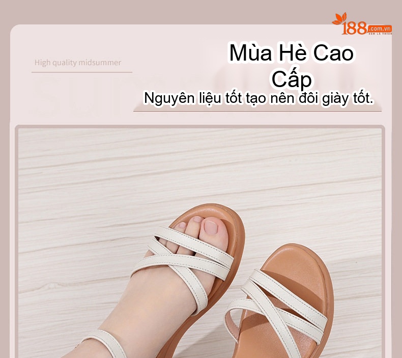 Dép Sandal Nữ Quai Chéo Đế Xuồng Da Mềm Chống Trượt Đế Cao 4cm - 5cm Màu Đen, Trắng chi tiết 1