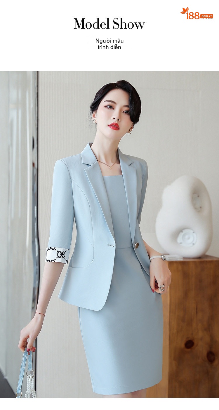 Bộ Vest Công Sở Nữ Tay Lỡ Màu Hồng chi tiết 20