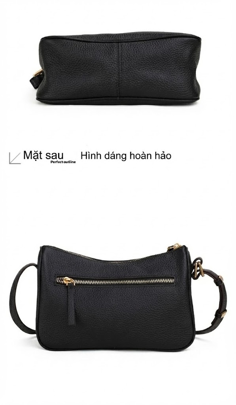 Túi Đeo Chéo Nữ Da Bò Thời Trang Màu Đen chi tiết 14