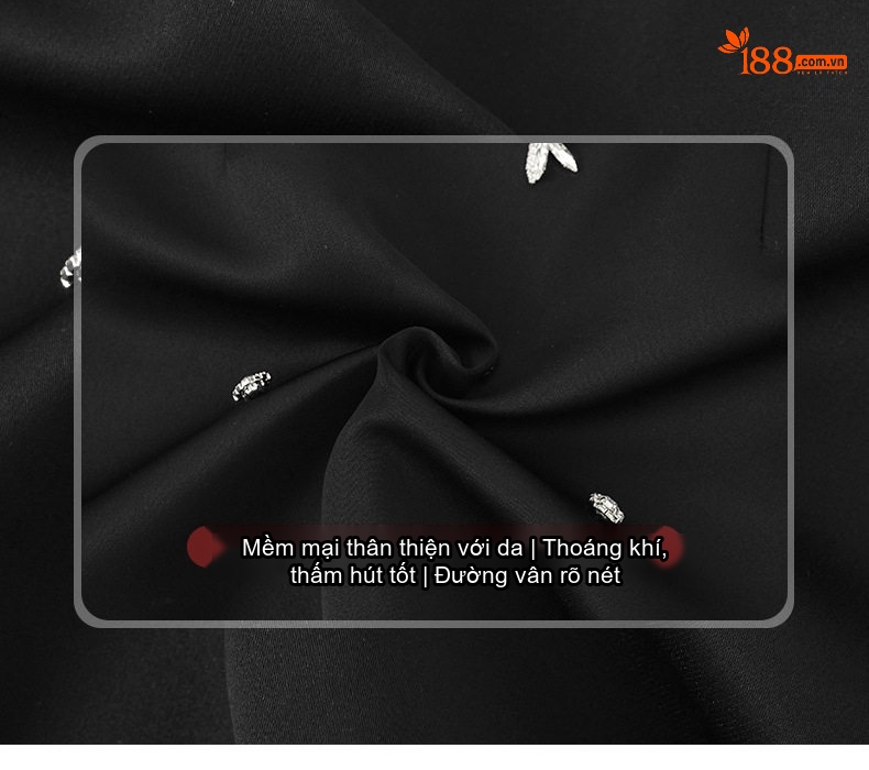 Chân Váy Chữ A Nữ Đính Đá Thiết Kế Tiểu Thư Màu Đen chi tiết 4