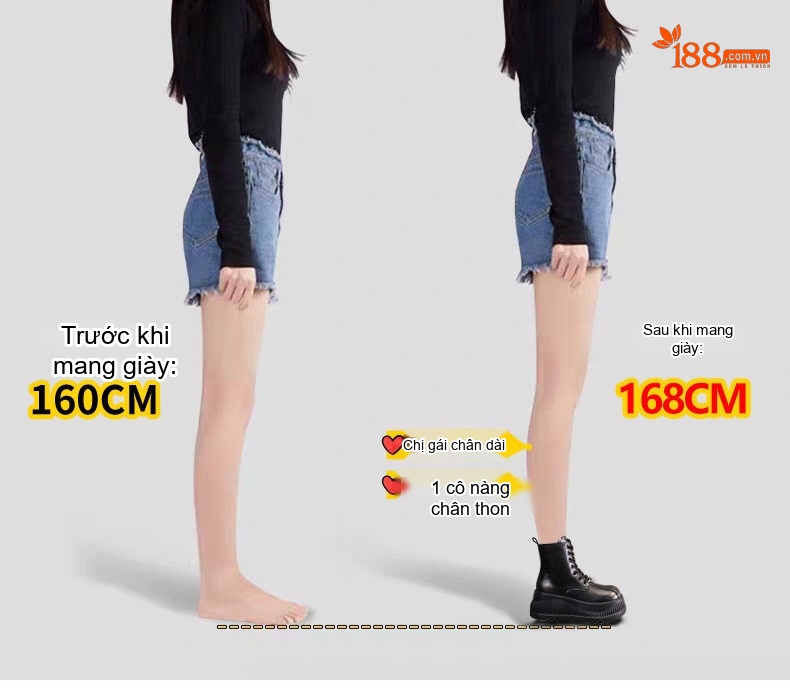 Giày Martin Nữ Đế Dày Chiều Cao Đế Khoảng 8cm Da Bóng Buộc Dây Màu Đen, Nâu chi tiết 5