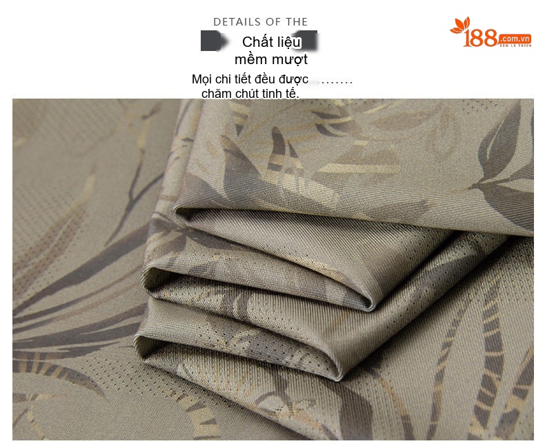 Áo Sơ Mi Nam Tay Ngắn Ice Silk Họa Tiết Lá Cây Form Rộng Màu Xám chi tiết 18
