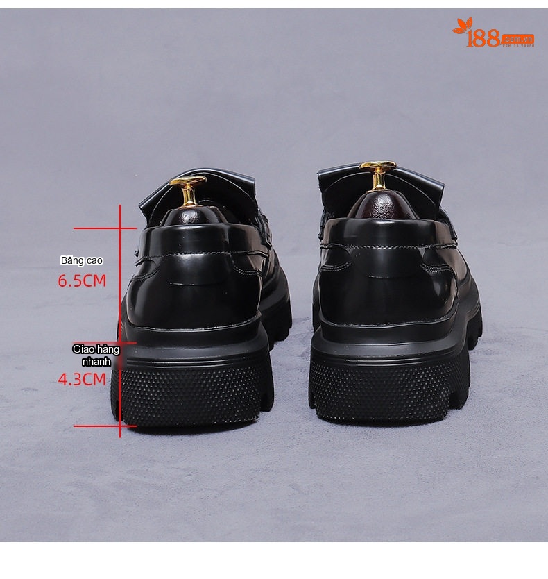 Giày Lười Nam Da Bóng Chiều Cao Đế Khoảng 5cm Phong Cách Anh Quốc Màu Đen, Nâu chi tiết 18