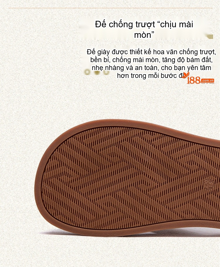 Dép Quai Ngang Nữ Da Bò Trang Trí Hoa Chiều Cao Đế Khoảng 2cm Màu Nâu, Trắng chi tiết 6