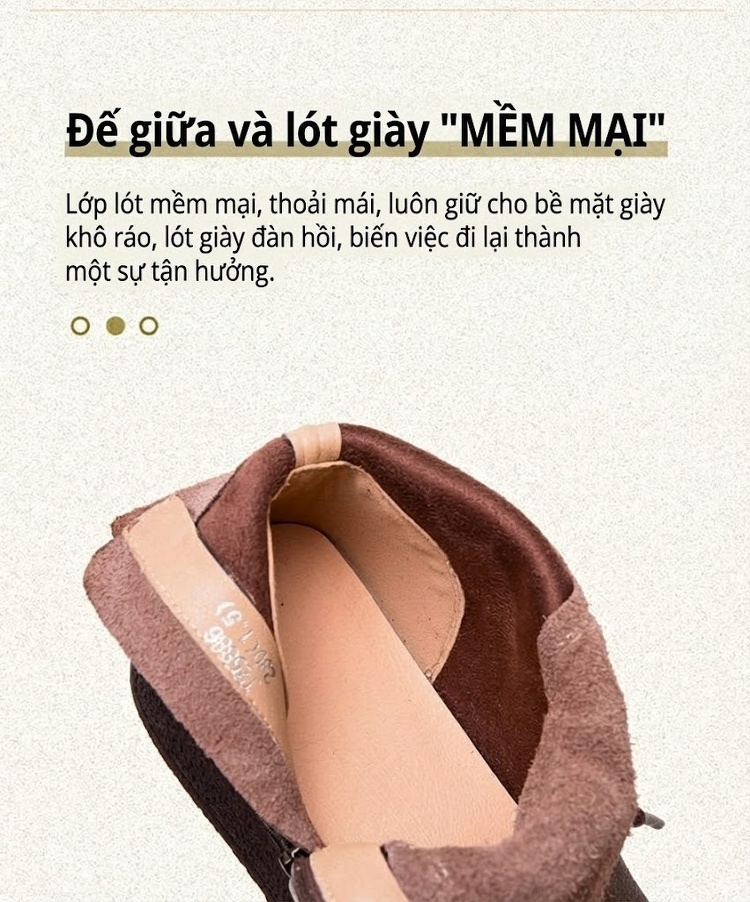 Boot Nữ Cổ Ngắn Da Bò Ôm Chân Chiều Cao Đế Khoảng 3cm Màu Đen, Nâu chi tiết 7