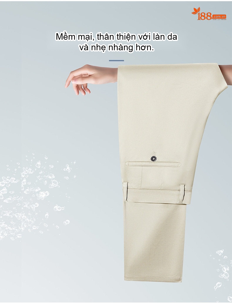 Quần Tây Nam Lụa Tencel Mỏng Chống Nhăn Co Giãn Dáng Ôm Màu Đen chi tiết 8