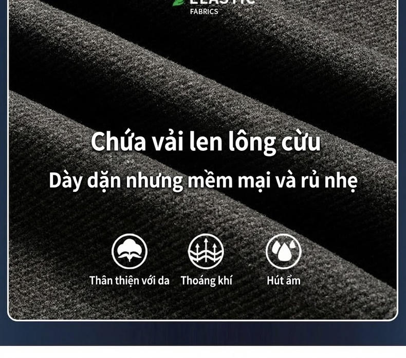 Quần Tây Nam Ống Đứng Vải Lông Cừu Dáng Ôm Màu Đen, Xám chi tiết 5