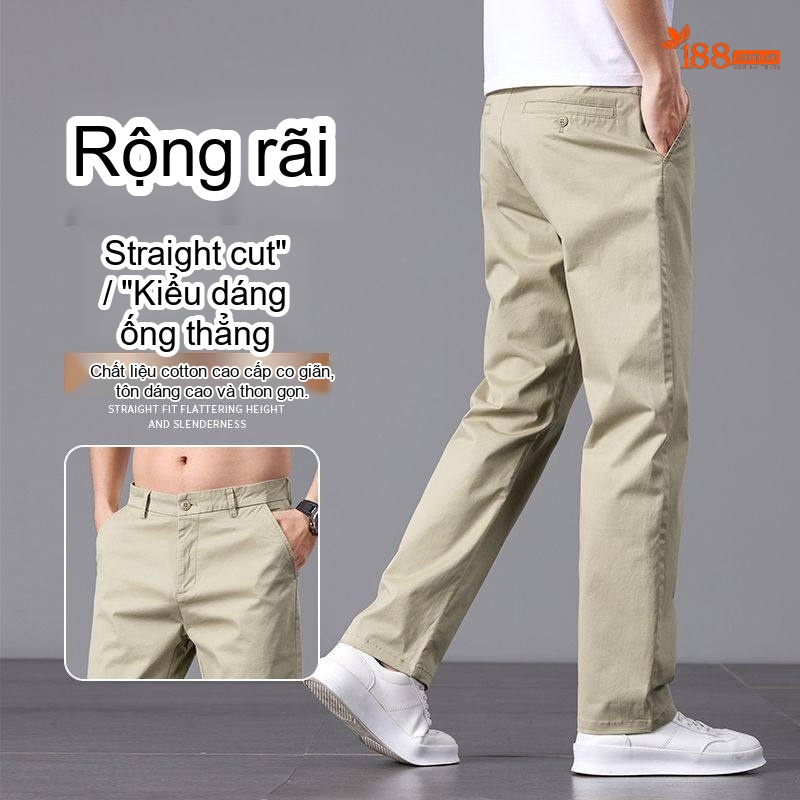 Quần Dài Cotton Nam Ống Suông Rộng Thoải Mái Màu Đen, Xám, Kem, Xanh Navy...