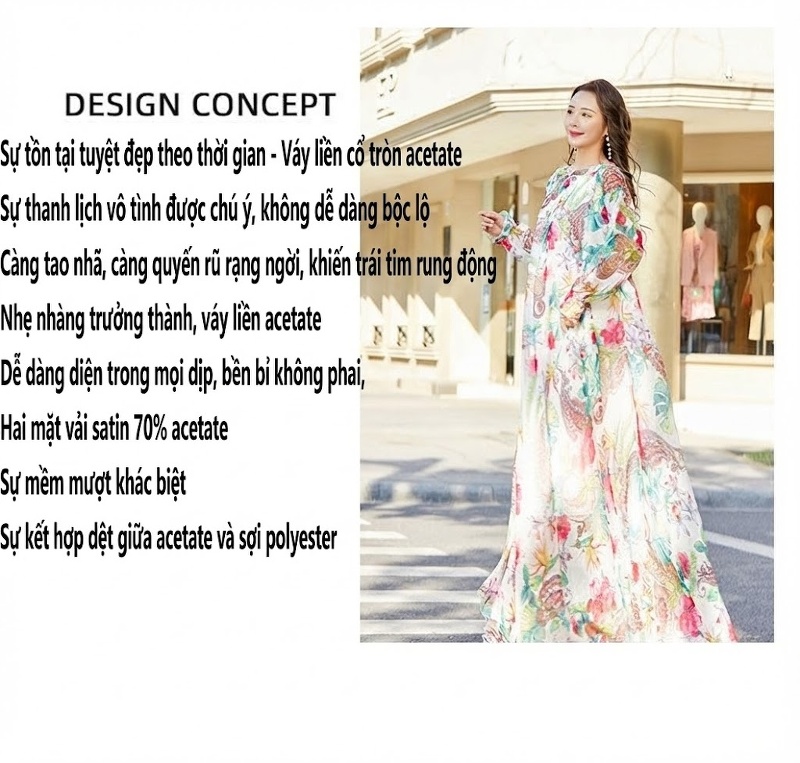 Váy Maxi Dài Tay Voan Mỏng Họa Tiết Hoa Đi Biển Mùa Hè 2023 chi tiết 2