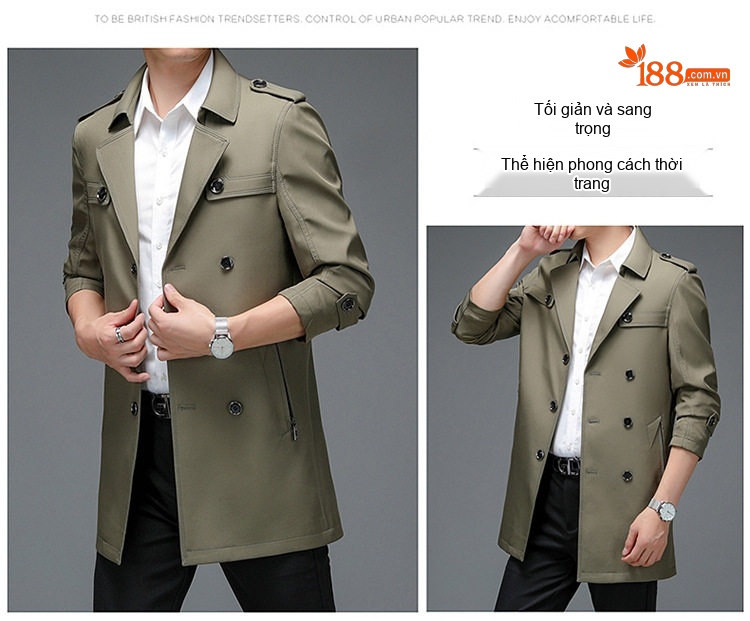 Áo Khoác Mangto Nam Dáng Ôm Vừa Vặn Phong Cách Hàn Quốc Màu Đen, Xanh Navy, Xanh Olive chi tiết 11