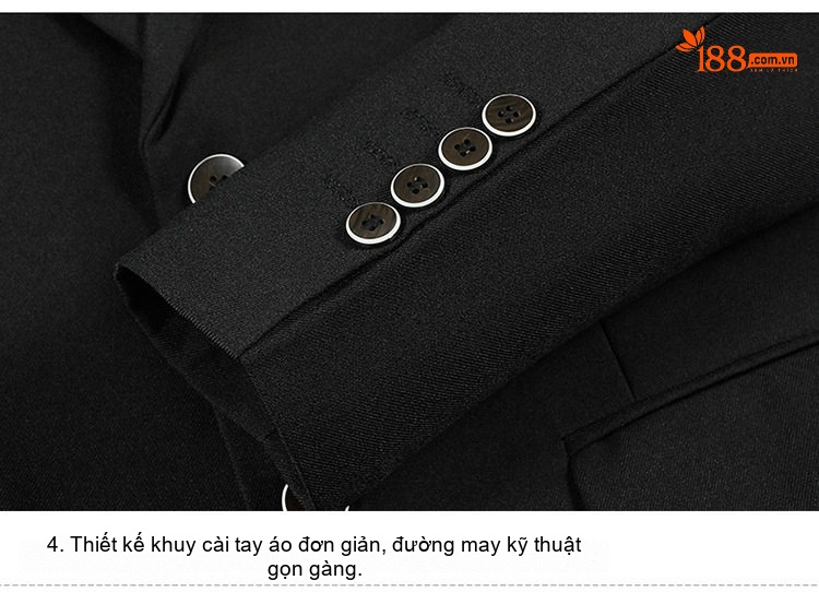 Bộ Vest Nam Màu Trơn Kiểu Dáng Ôm Vừa Vặn Phong Cách Hàn Quốc Màu Đen, Xám chi tiết 18